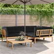 vidaXL 4 Piece Solid Wood Acacia Patio Pallet Sofa Set With Cushions in Black