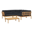 vidaXL 4 Piece Solid Wood Acacia Patio Pallet Sofa Set With Cushions in Black