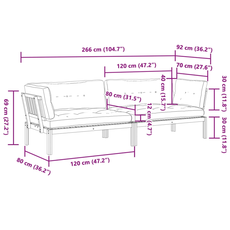 vidaXL Solid Acacia Wood Medium Garden Pallet Corner Sofa in Anthracite