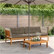 vidaXL Solid Acacia Wood Large Modular Garden Pallet Corner Sofa in Taupe
