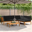 vidaXL 4 Piece Solid Acacia Wood Patio Pallet Sofa Set in Black