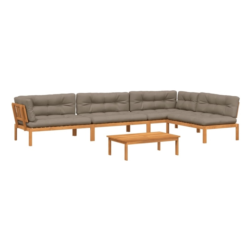 vidaXL 5 Piece Patio Pallet Sofa Set in Taupe & Natural Wood Brown