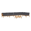 vidaXL Solid Acacia Wood Large With Cushions Pallet Sofa Set in Anthracite