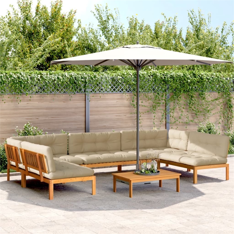 vidaXL Solid Acacia Wood Large Patio Pallet Sofa Set in Natural Wood