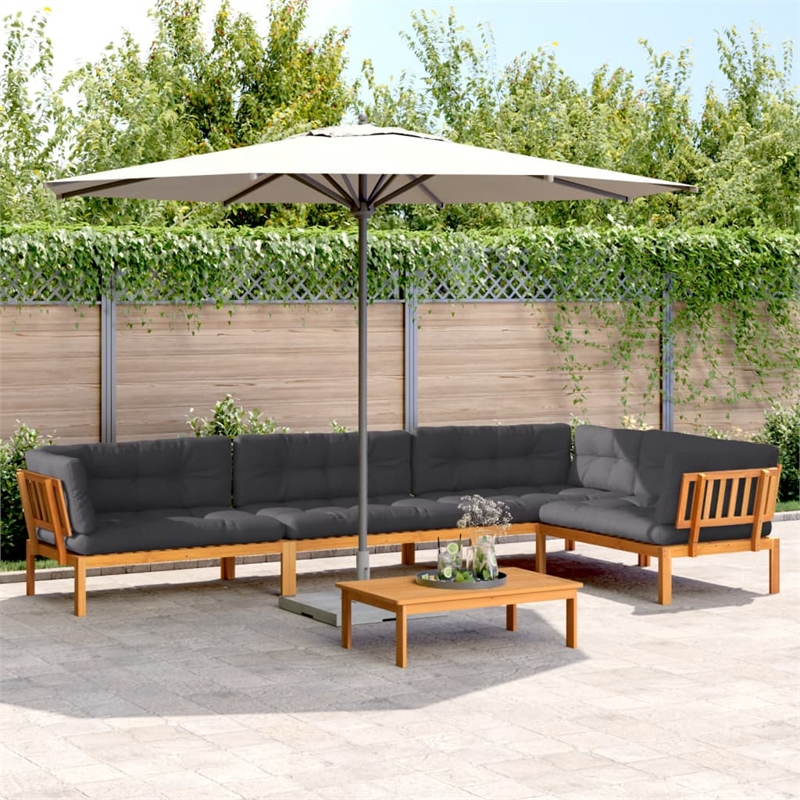vidaXL Pallet Sofa Set in Natural Wood & Anthracite