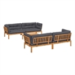 vidaXL 5 Piece Solid Acacia Wood Patio Pallet Sofa Set With Anthracite Cushions