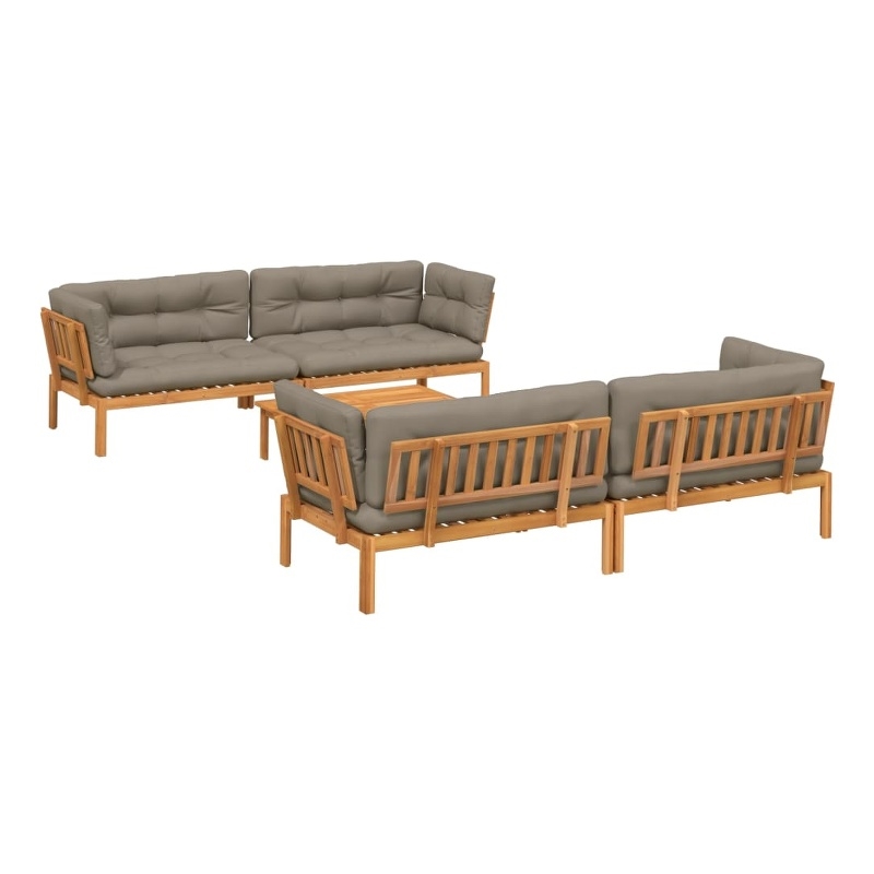 vidaXL Patio Pallet Sofa Set in Taupe & Natural Wood