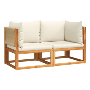 vidaXL 2 Piece Garden Corner Sofa Set With Cushions in Cream White