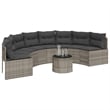 vidaXL Half-Round PE Rattan Large Patio Sofa in Grey