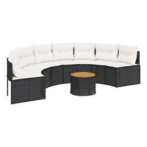 vidaXL Patio Sofa in Black & Cream/White