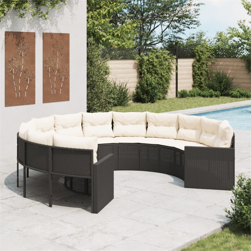 vidaXL Patio Sofa in Black With Cream Cushions and White Finish