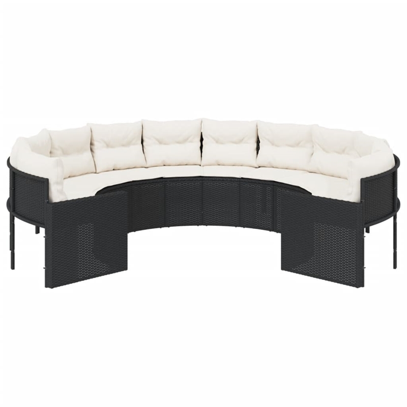 vidaXL Patio Sofa in Black With Cream Cushions and White Finish