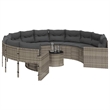 vidaXL PE Rattan Round Garden Sofa With Steel Frame and Glass Top in Grey