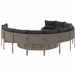 vidaXL PE Rattan Round Garden Sofa With Steel Frame and Glass Top in Grey