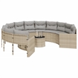 vidaXL PE Rattan Patio Sofa With Steel Frame and Glass Top in Beige