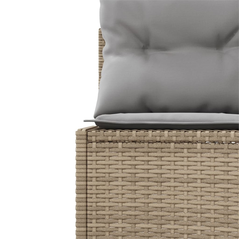 vidaXL Round Patio Sofa With Cushions in Light Gray and Beige Poly Rattan