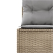 vidaXL Round Patio Sofa With Cushions in Light Gray and Beige Poly Rattan