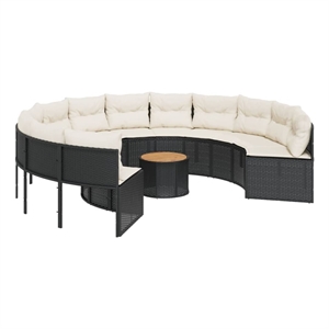 vidaXL Patio Sofa in Black & Cream With White Frame