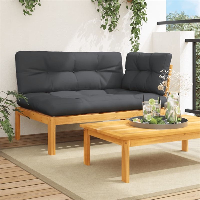 vidaXL Solid Acacia Wood Pallet Corner Sofa in Anthracite & Grey