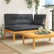 vidaXL Solid Acacia Wood Pallet Corner Sofa in Anthracite & Grey