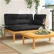 vidaXL Solid Acacia Wood Patio Sofa With Black Cushions