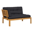 vidaXL Solid Acacia Wood Patio Sofa With Black Cushions