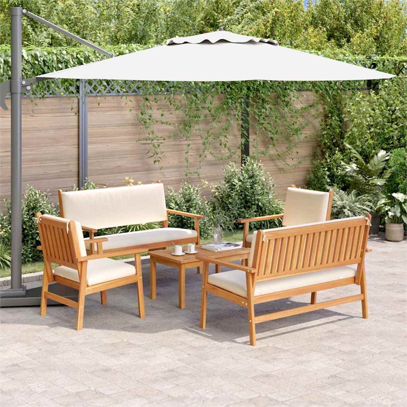 vidaXL 5 Piece Solid Acacia Wood Garden Sofa Set in Brown
