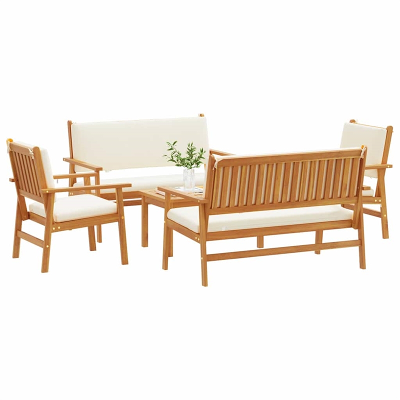 vidaXL 5 Piece Solid Acacia Wood Garden Sofa Set in Brown