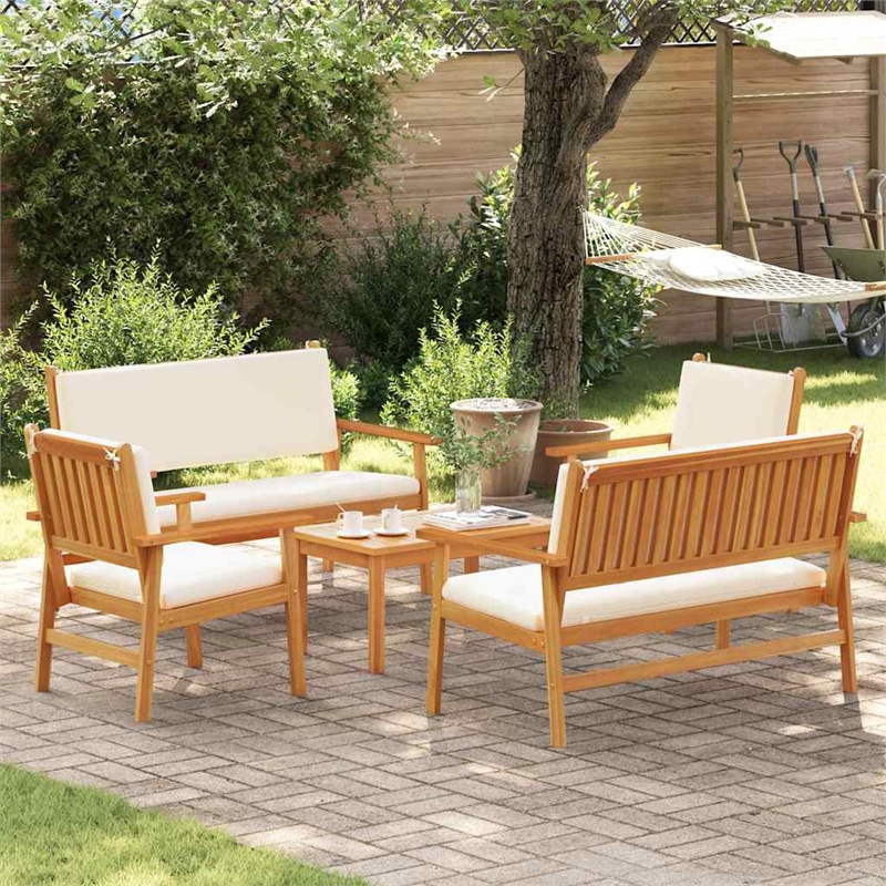 vidaXL 5 Piece Solid Acacia Wood Garden Sofa Set in Brown