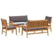 vidaXL 5 Piece Solid Acacia Wood Garden Sofa Set in Brown