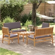 vidaXL 5 Piece Solid Acacia Wood Garden Sofa Set in Brown