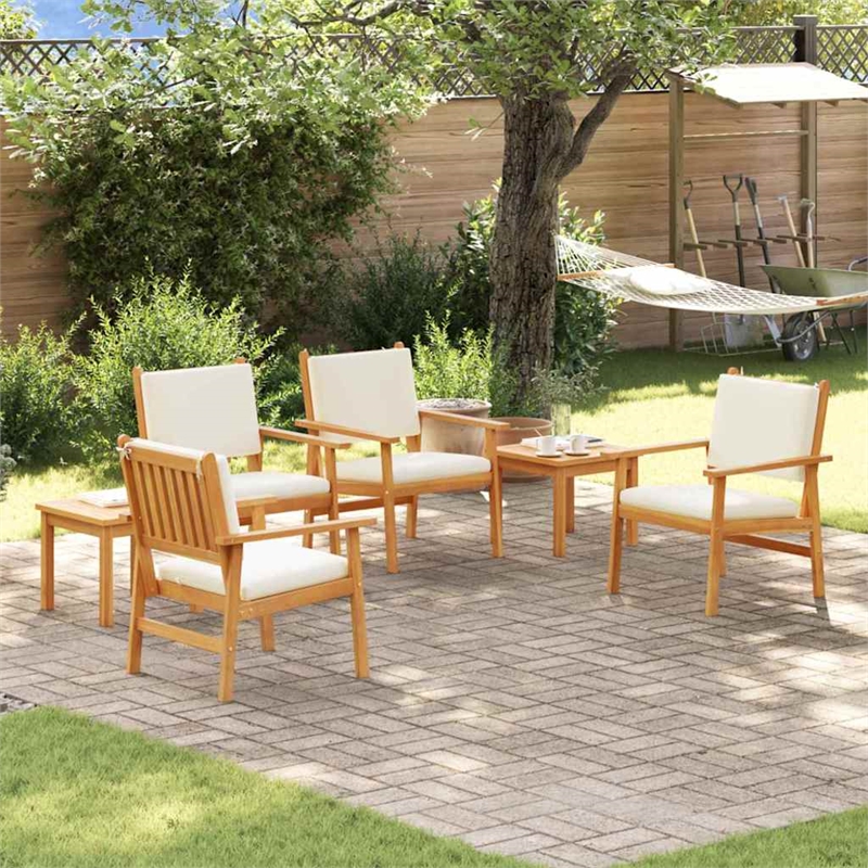 vidaXL 6 Piece Solid Acacia Wood Garden Sofa Set in Brown