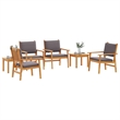 vidaXL 6 Piece Solid Acacia Wood Garden Sofa Set in Brown