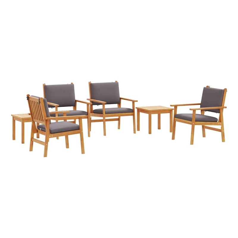vidaXL 6 Piece Solid Acacia Wood Garden Sofa Set in Brown