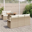 vidaXL 6 Piece Beige Poly Rattan Garden Sofa Set With Cushions in Cream