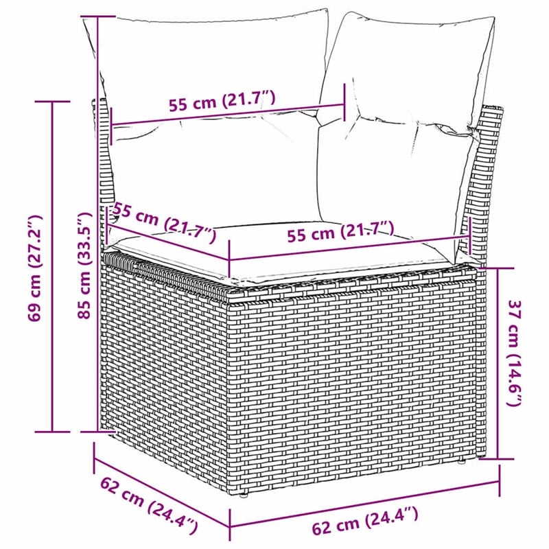 vidaXL 8 Piece Beige Garden Sofa Set With Cushions in Cream