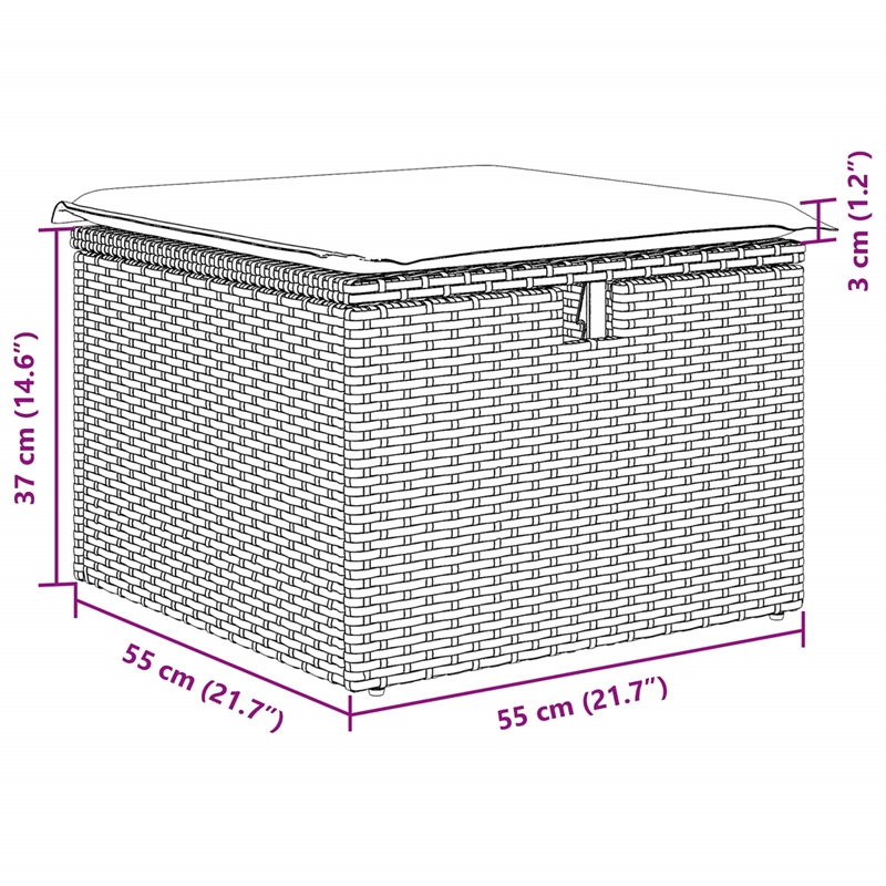 vidaXL 4 Pcs Grey Poly Rattan Garden Sofa Set With Cushions in Navy