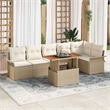 vidaXL 7 Piece Beige Poly Rattan Garden Sofa Set With Cushions in Cream