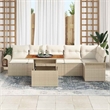 vidaXL 7 Piece Beige Poly Rattan Garden Sofa Set With Cushions in Cream