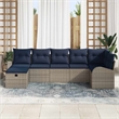 vidaXL Grey Poly Rattan Sofa Set With Cushions And Storage in Navy