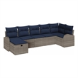 vidaXL Grey Poly Rattan Sofa Set With Cushions And Storage in Navy