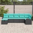vidaXL 7 Pcs Black Poly Rattan Sofa Set With Cushions in Turquoise