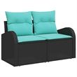 vidaXL 8 Pcs Poly Rattan Sofa Set With Cushions in Black And Turquoise
