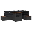 vidaXL 6 Pcs Black & Brown Garden Dining Set With Cushions