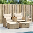 vidaXL 2-Seater PE Rattan Garden Sofa With Adjustable Feet in Beige