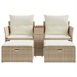 vidaXL 2-Seater PE Rattan Garden Sofa With Adjustable Feet in Beige