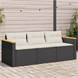 vidaXL Poly Rattan Garden Sofa in Black And Cream
