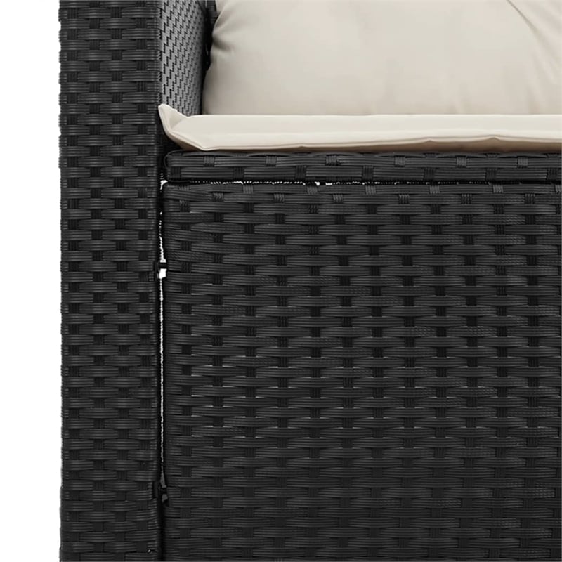 vidaXL Poly Rattan Garden Sofa in Black And Cream