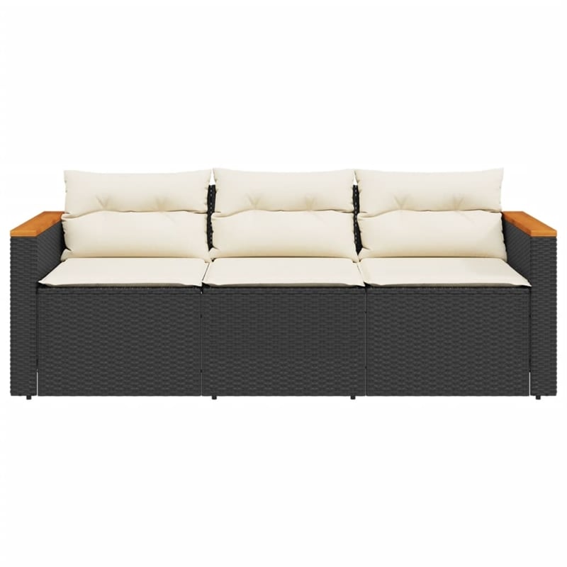vidaXL Poly Rattan Garden Sofa in Black And Cream