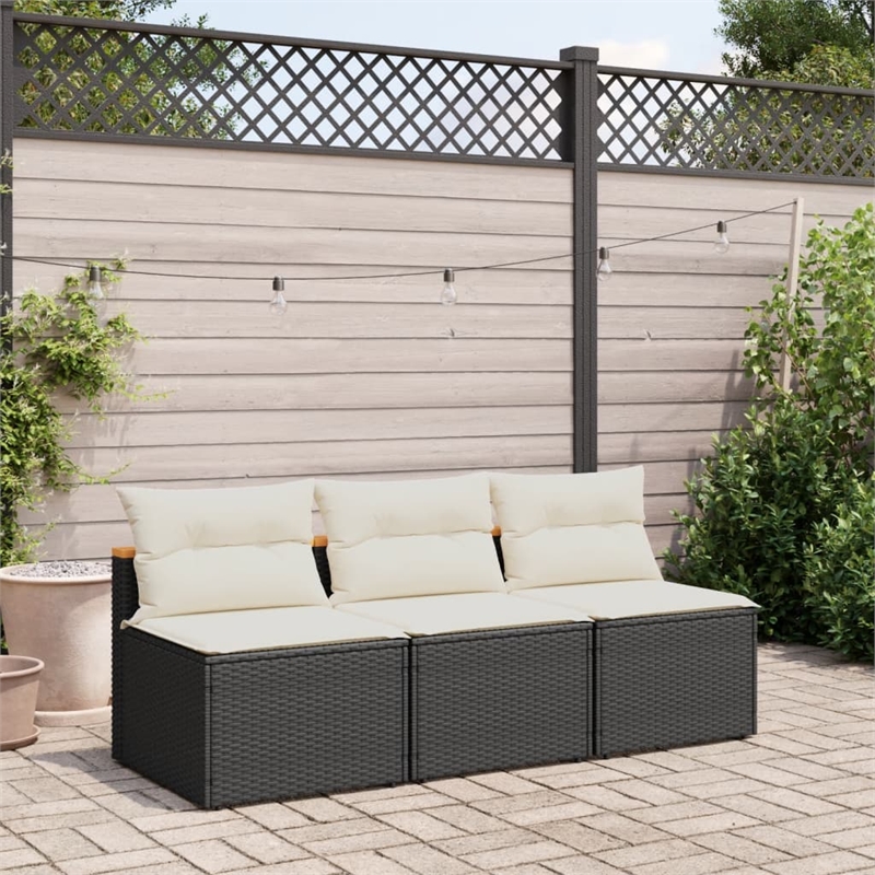 vidaXL Standard Modular PE Rattan Garden Sofa in Black